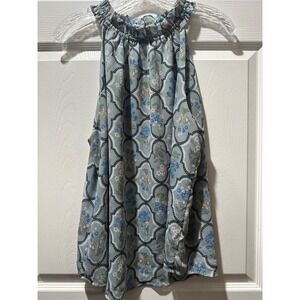 Ann Taylor Factory Large Floral Print Halter Neck Blouse Cottagecore Spring